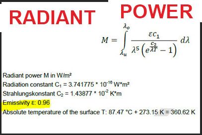 radiant power emissivity formula